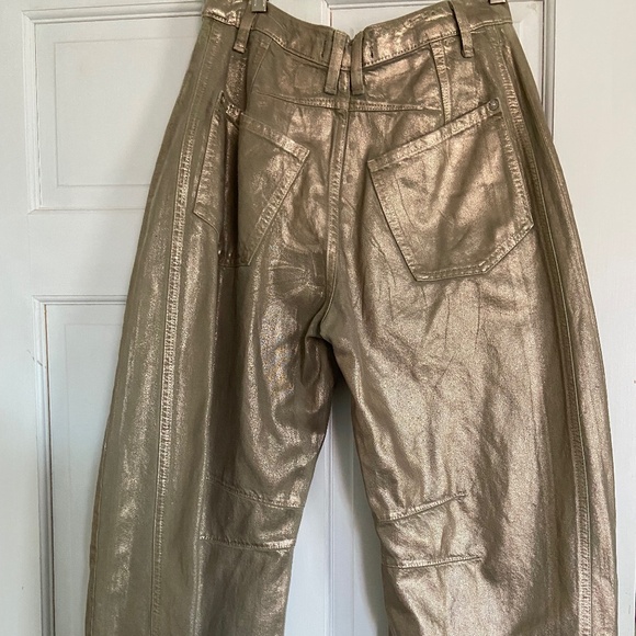 We The Free Lucky You Metallic Coated Mid Rise Barrel Jeans - 27 - Picture 3 of 5